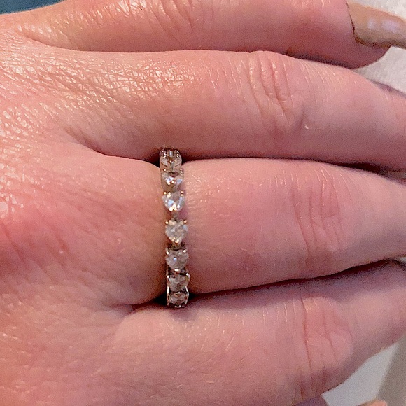 Stunning Silver Ring With Heart CZ’s All The Way Around - Picture 11 of 15